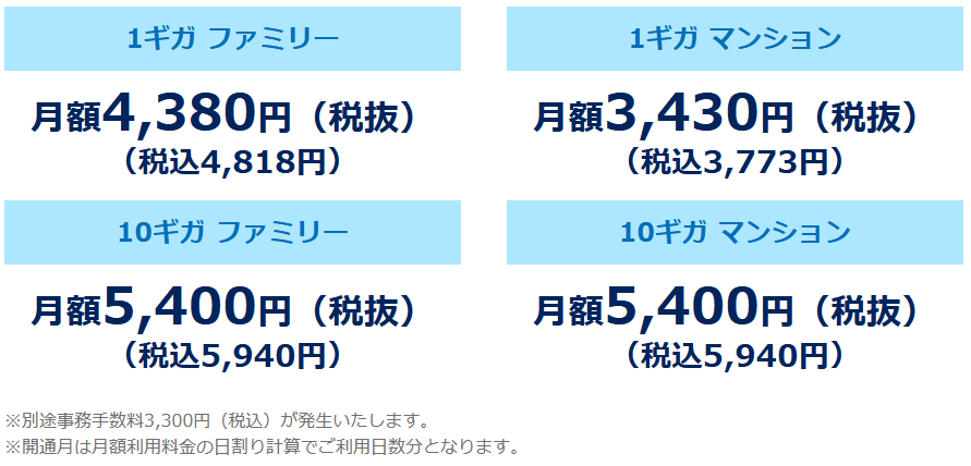 GMO光アクセス-月額料金